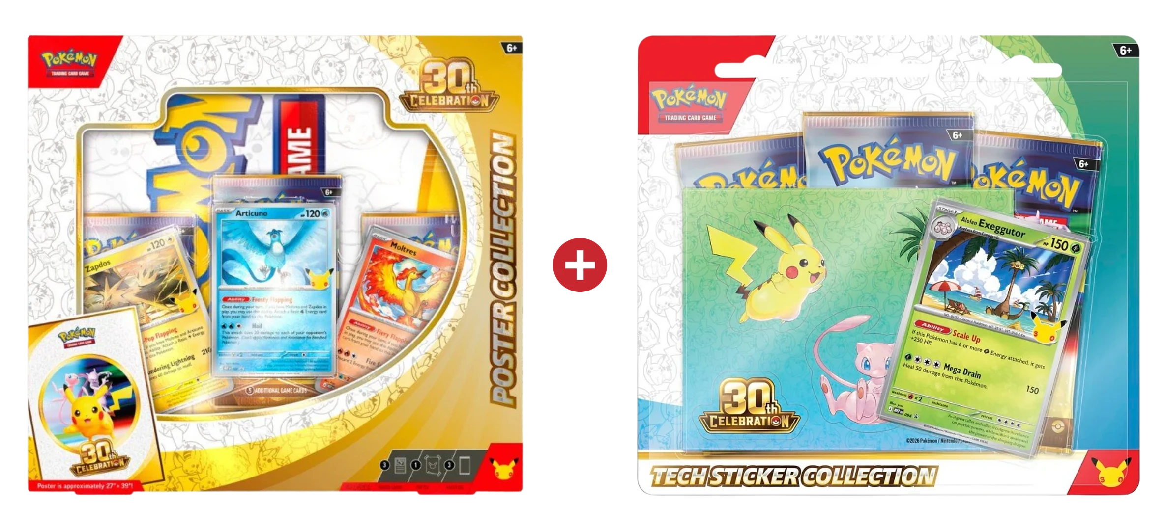 Combo 30th Celebration — Poster + Tech Sticker — Combos CardDex — Pokémon TCG original, CardDex