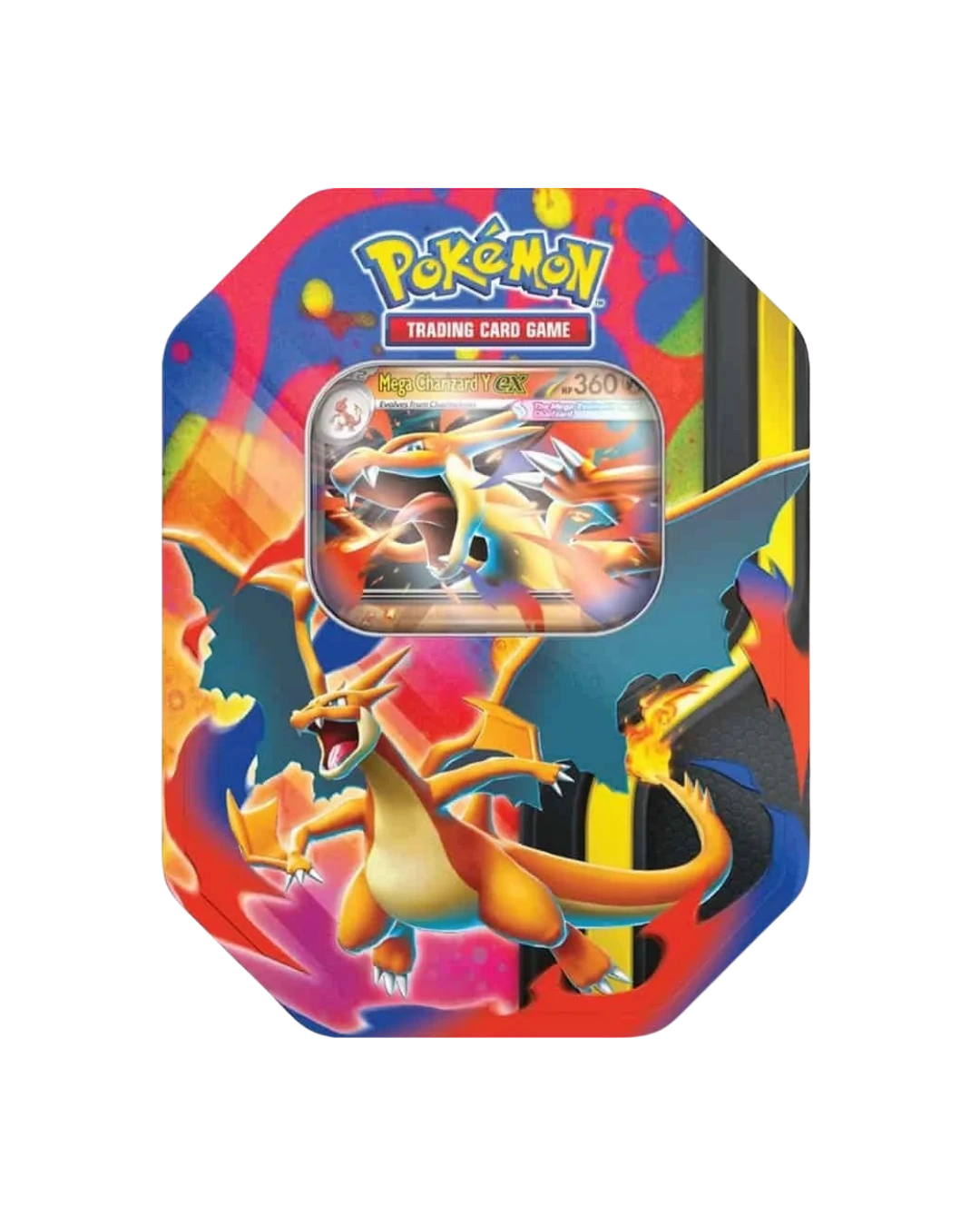 Tin — Mega Charizard Y ex — Colección especial — Pokémon TCG original, CardDex